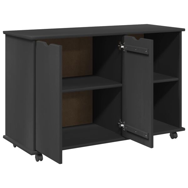 vidaXL Плъзгащ кабинет с колело Сив 100 x 39 x 65,5 см Солиден бор