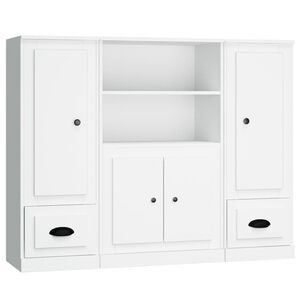 vidaXL Високи шкафове, 3 бр, бели, инженерно дърво