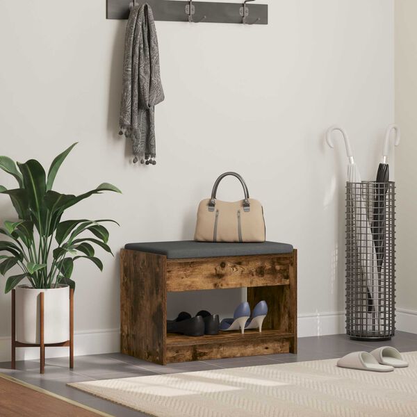 vidaXL Пейка за коридор с възглавница Пушена Дъб 63 x 38 x 45 см