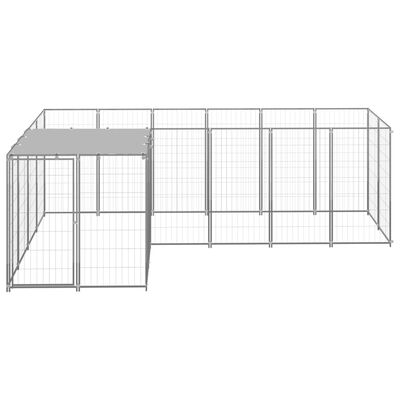 vidaXL Клетка за кучета, сребриста, 4,84 м², стомана