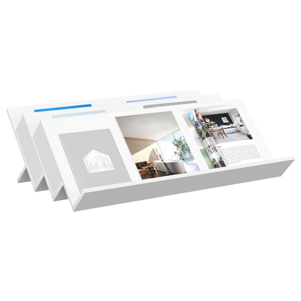 vidaXL Етажерка за списания Бяло 90 x 53 x 28,5 см Инженерно дърво