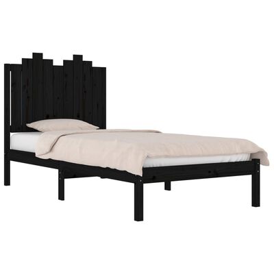 vidaXL Рамка за легло, черна, бор масив, 100х200 см