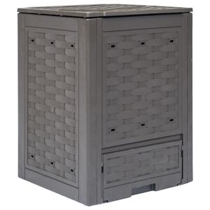 vidaXL Градински компостер кафяв 60x60x83 см 300 л пластмасов ратан