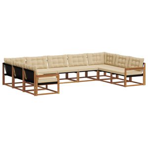 vidaXL Комплект дивани за открито 9 pcs Натурален и Бежов