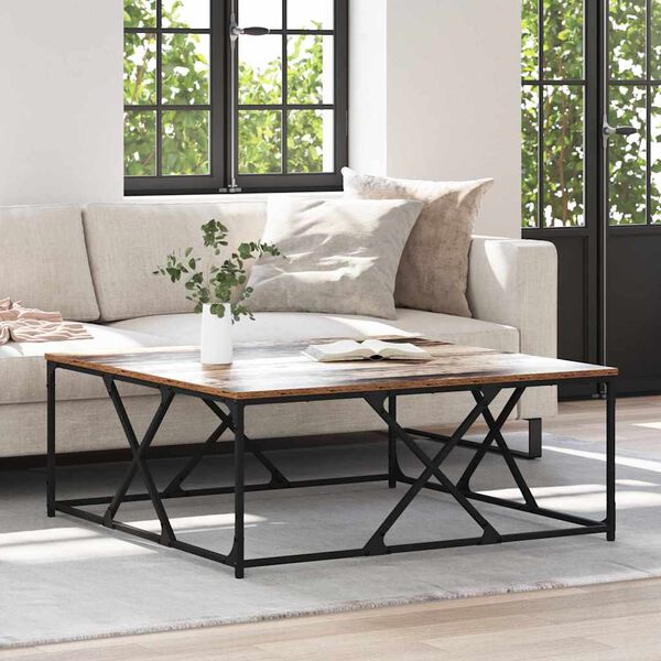 vidaXL Масичка за кафе Старо дърво 100 x 100 x 40 cm Инженерно дърво