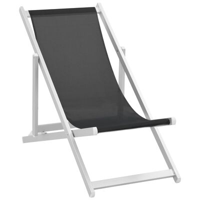 vidaXL Сгъваеми плажни столове, 2 бр, алуминий и Textilene, черни