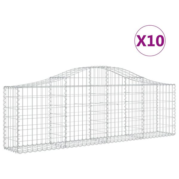 vidaXL Габионни кошници арка 10 бр 200x30x60/80 см поцинковано желязо