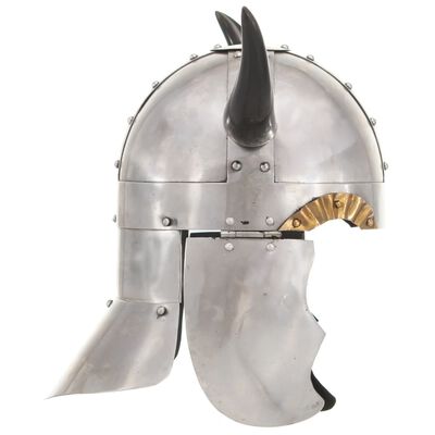 vidaXL Фентъзи викингски шлем, ЛАРП, сребрист, стомана
