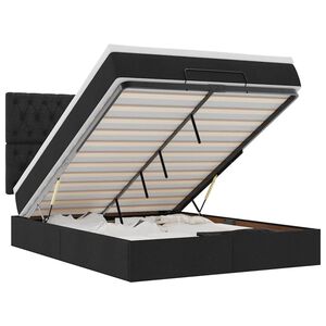 vidaXL Османско легло с матрак Черно 140x190 cm Плат