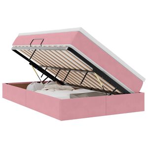 vidaXL Легло с място за съхранение и матрак Розово 120 x 200 cm Кадифе