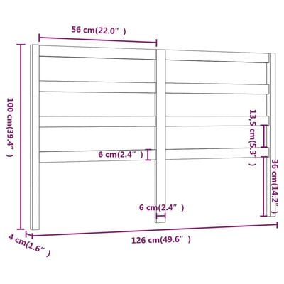 vidaXL Горна табла за легло, 126x4x100 см, бор масив