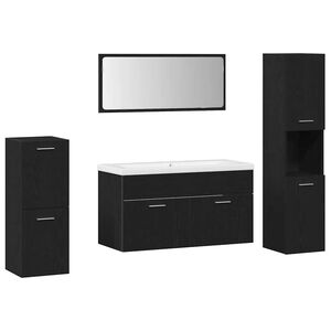 vidaXL Комплект мебели за баня с рафт 5 pcs Черния дъб Инженерно дърво