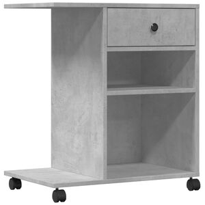 vidaXL Стойка за принтер с колелца, бетонно сива, 60x40x68,5 см