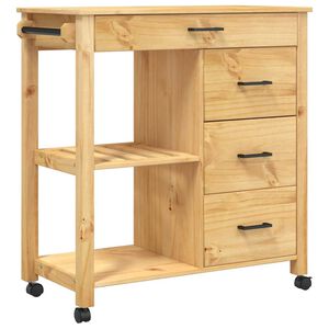 vidaXL Кухненска количка "MONZA" 84x40x88,5 см борово дърво масив