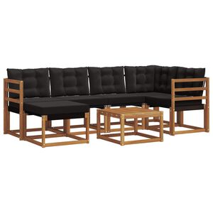 vidaXL Комплект дивани за открито 7 pcs Естествено и черно