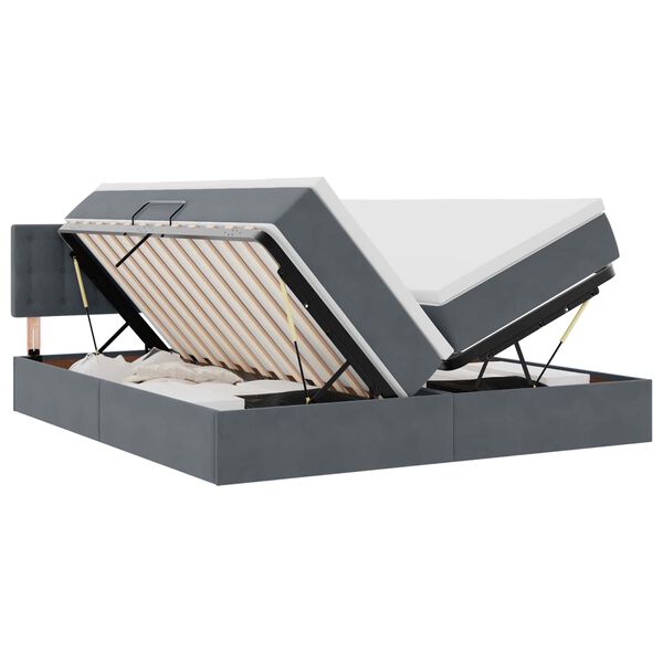 vidaXL Легло с място за съхранение с матрак Тъмен сив 100 x 200 cm