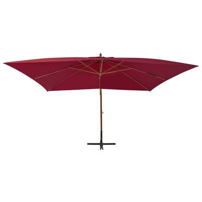 vidaXL Градински чадър чупещо рамо и дървен прът 400x300 см бордо