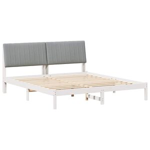 vidaXL Рамка за легло Светлосиво 180 x 200 cm Солидно борово дърво