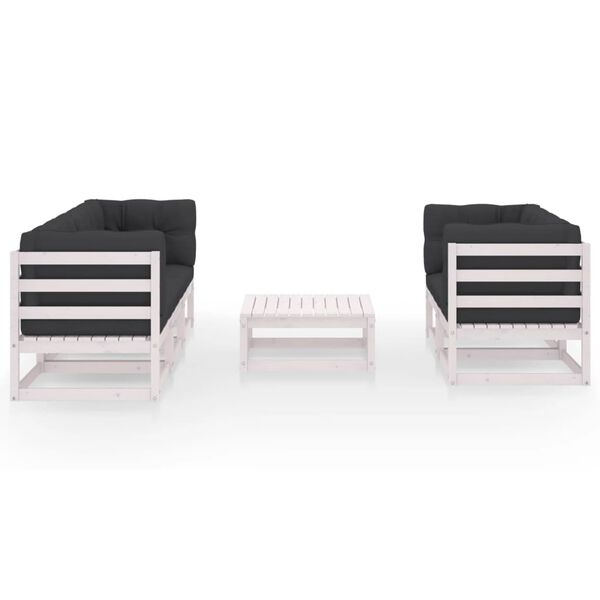 vidaXL Градински лаундж комплект, 6 части, с възглавници, бор масив