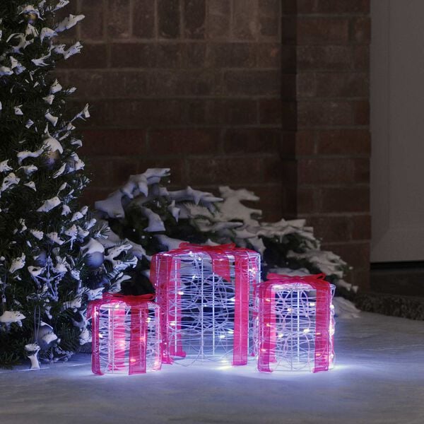 vidaXL Декорация на подаръчна кутия 3 pcs Студено бяло 20 x 20 x 21 см