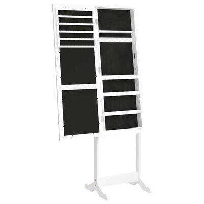 vidaXL Огледален шкаф за бижута, свободностоящ, бял, 42x38x152 см