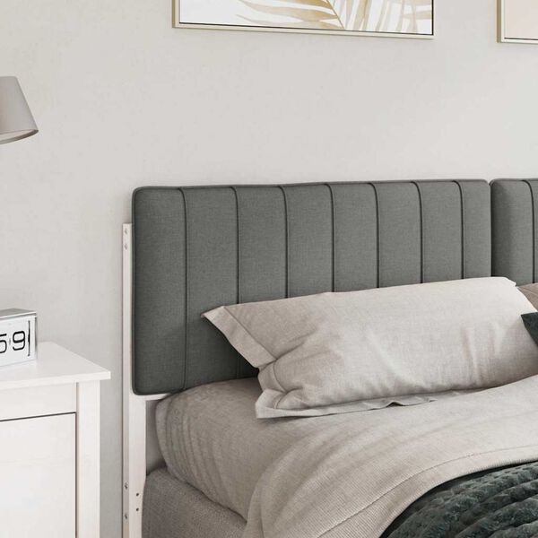 vidaXL Тапицирана табла Бяло и светло сиво 180 cm Солидно борово дърво