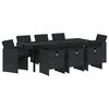 vidaXL Комплект за хранене в градината 9 pcs Черно полиратан