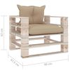 vidaXL Градински палетен фотьойл с бежови възглавници, борово дърво