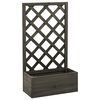 vidaXL Градински плантер с решетка, сив, 50x25x90 см, чам масив