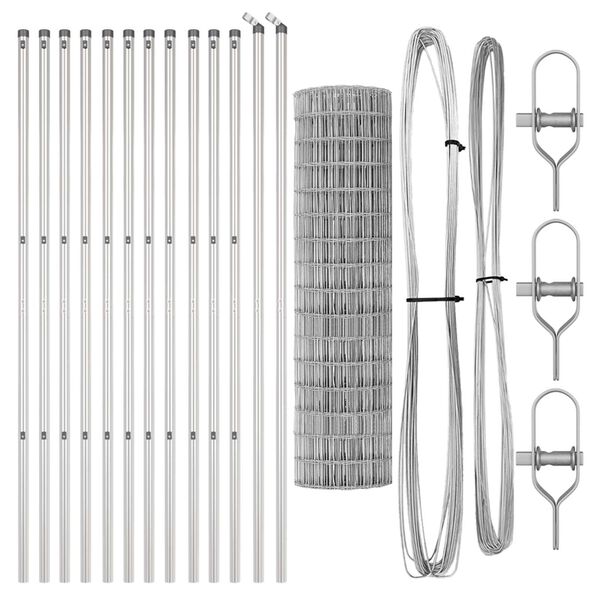 vidaXL Ограда с пост Сребрист 1,2 x 25 m Стомана и PVC
