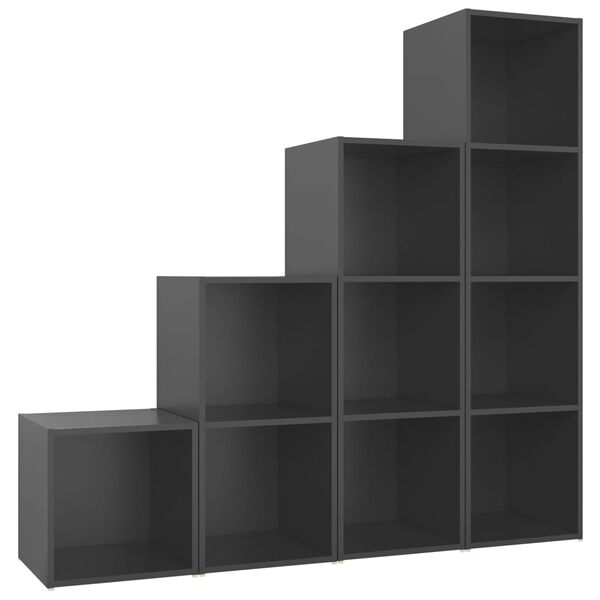 vidaXL Комплект ТВ шкафове от 4 части, сив, инженерно дърво