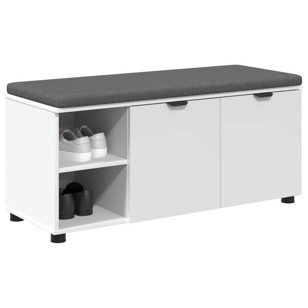 vidaXL Пейка за коридор с възглавница с рафт Бял 100 x 38 x 46 см