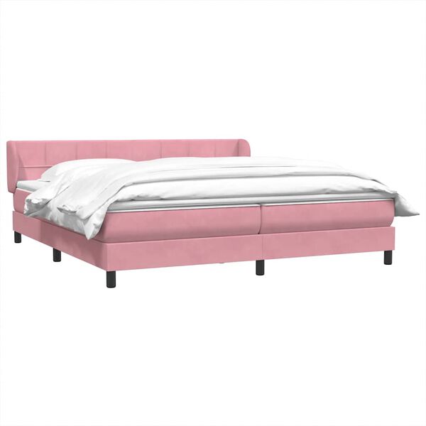 vidaXL Box Spring легло с матраци Розово 180x210 cm Кадифе
