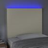 vidaXL LED горна табла за легло, кремава, 90x5x118/128 см