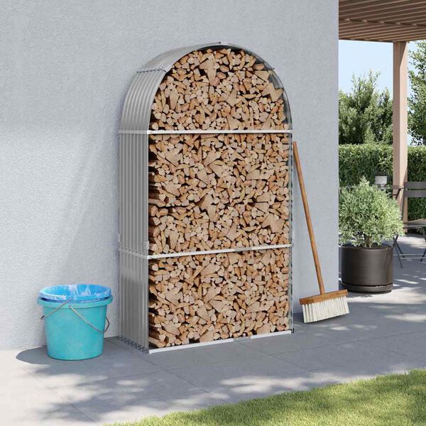 vidaXL Поставка за дърва, светлосив, 120x45x210см, поцинкована стомана