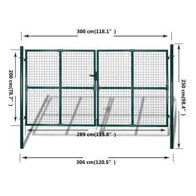 Стоманена оградна порта 289 x 200 см / 306 x 250 см