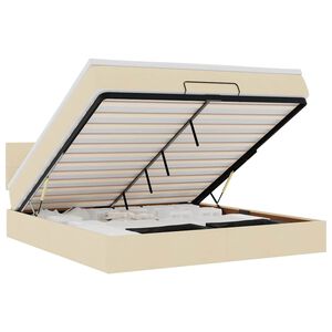 vidaXL Османска легло с матрак, кремаво, 160x200 см, плат