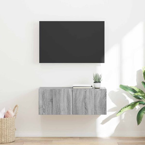 vidaXL TV стенен шкаф Сив Сонома 78,5 x 31 x 29,5 см Инженерно дърво