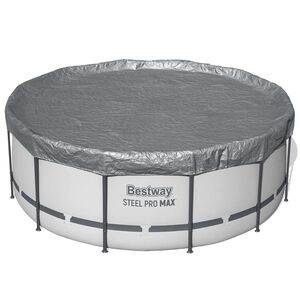 Bestway Покритие за басейн &Oslash;3,66 м Кръгла Полиестер Сиво