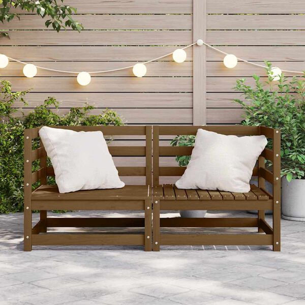 vidaXL Градински ъглови дивани, 2 бр, меденокафяви, бор масив