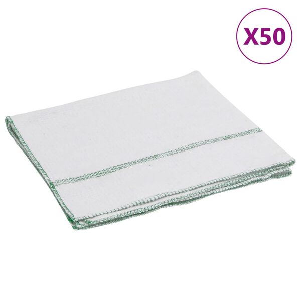 vidaXL Кърпи за почистване 50 бр бели със зелени ивици 50x60 см