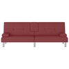 vidaXL Диван с поставки за чаши, виненочервен, изкуствена кожа