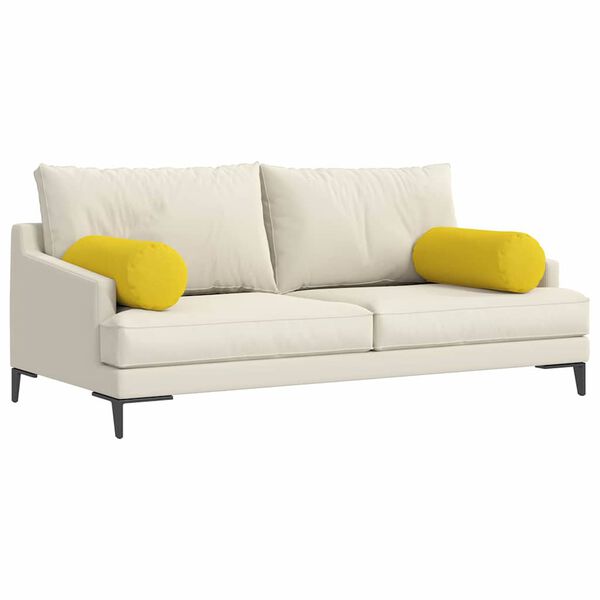 vidaXL Възглавници валяци 2 pcs Светло жълто Ø 25 x 70 см текстил