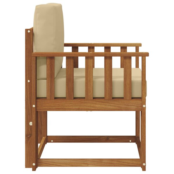 vidaXL Външен диван Солидно акациево дърво и полиестер Естествен