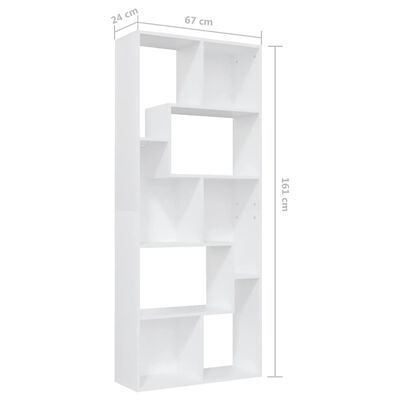 vidaXL Шкаф библиотека, бял, 67x24x161 см, ПДЧ