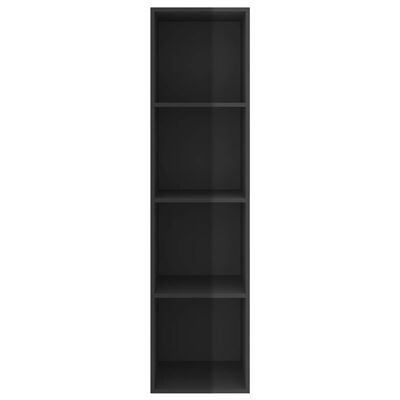 vidaXL ТВ шкаф за стенен монтаж, черен гланц, 37x37x142,5 см, ПДЧ