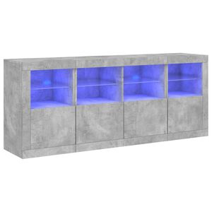 vidaXL Сайдборд с LED светлини, бетонно сив, 163x37x67 см