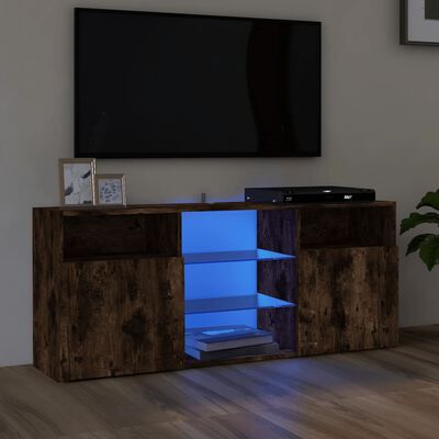 vidaXL ТВ шкаф с LED осветление, опушен дъб, 120x30x50 см