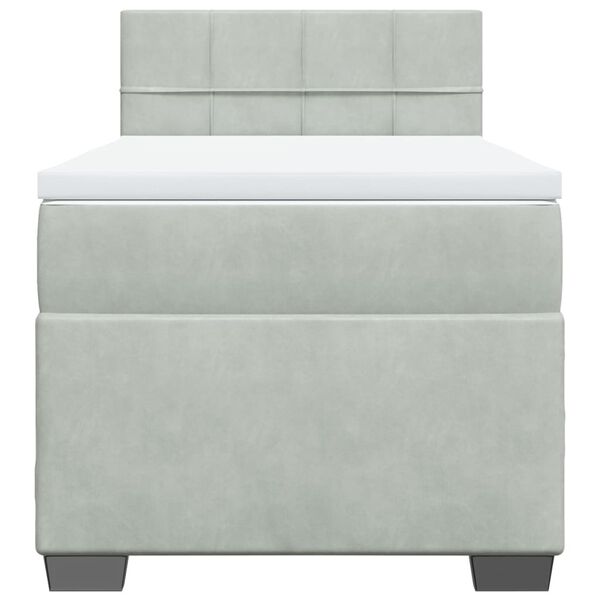 vidaXL Боксспринг легло с матрак, светлосиво, 100x200 см, кадифе