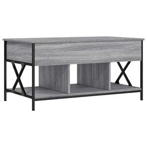 vidaXL Кафе маса, сив сонома, 100x55x50 см, инженерно дърво и метал